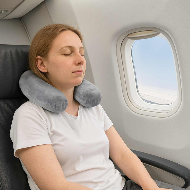 Vidaxx travel pillow for the neck gray 27 x 27 x 8.5 cm velvet