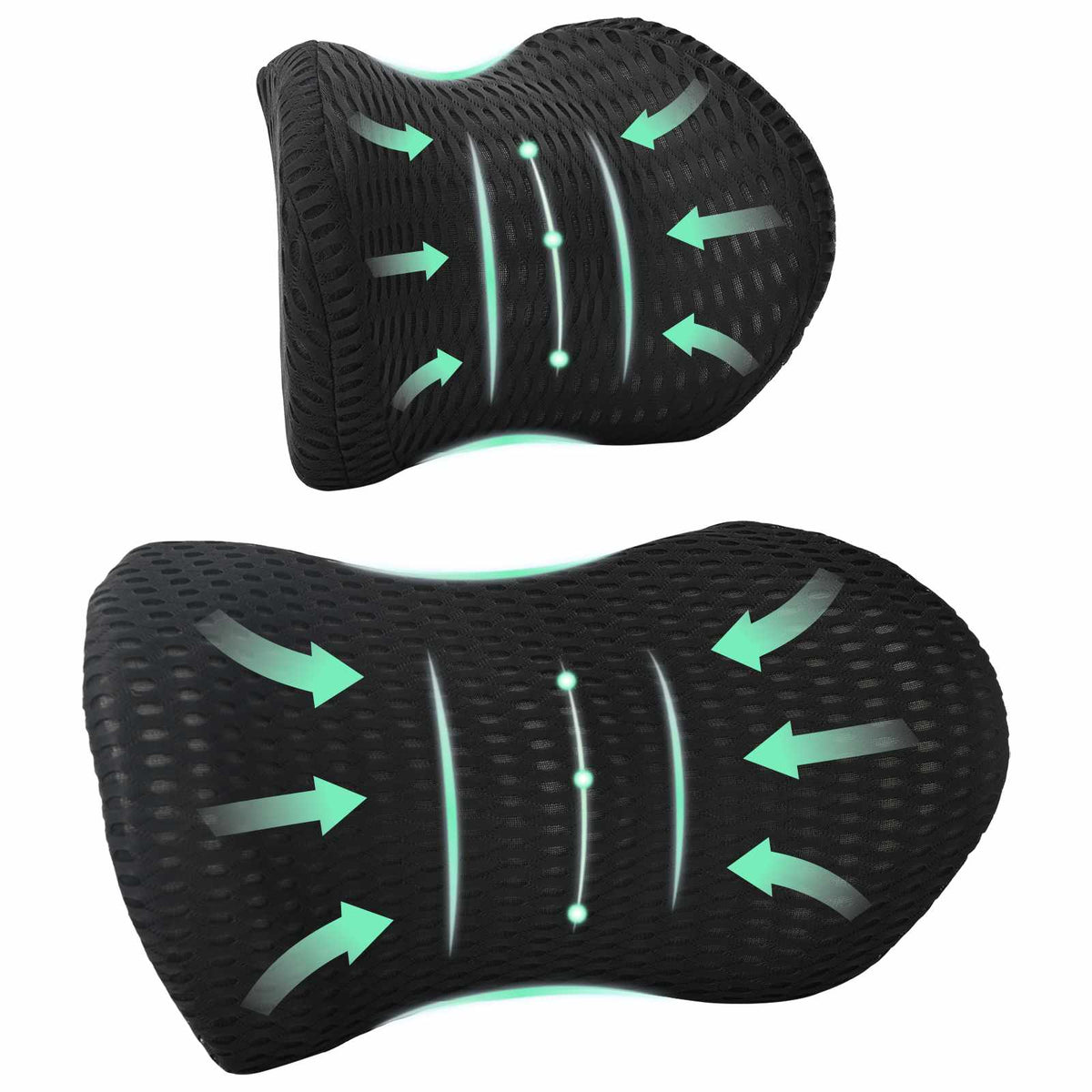 VidaXL Kissenset mit verstellbarem Kissen, 2 Stück, schwarzes 4D-Netz