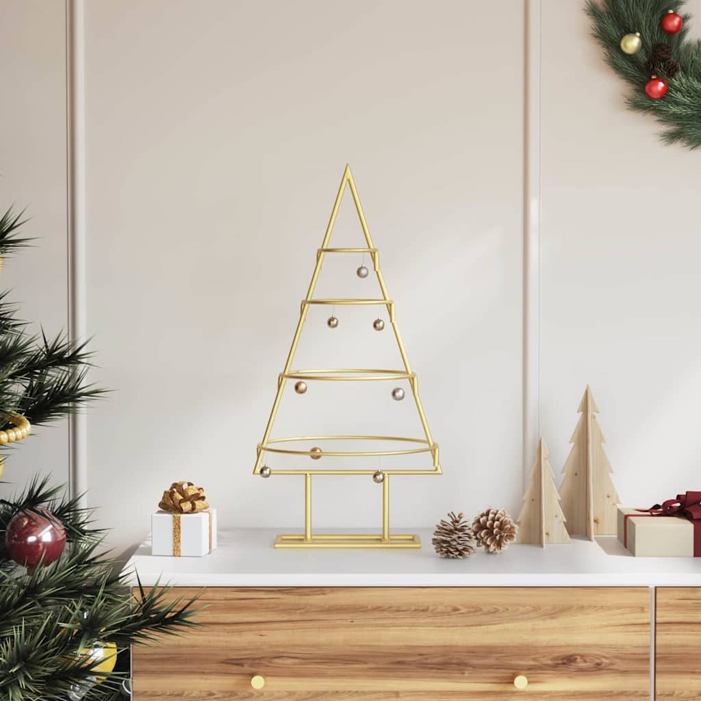 VidaXL Metall-Weihnachtsbaum mit standardmäßigem goldfarbenem 60 cm pulverbeschichtetem Stahl