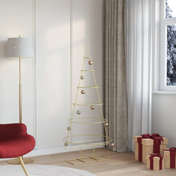 VidaXL Metall-Weihnachtsbaum mit Standard-Gold 148 cm pulverbeschichtetem Stahl