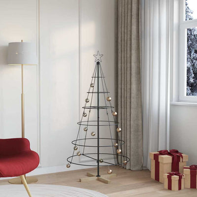 VidaXL Weihnachtskegelbaum mit standardmäßigem schwarzem 154-cm-Stahl