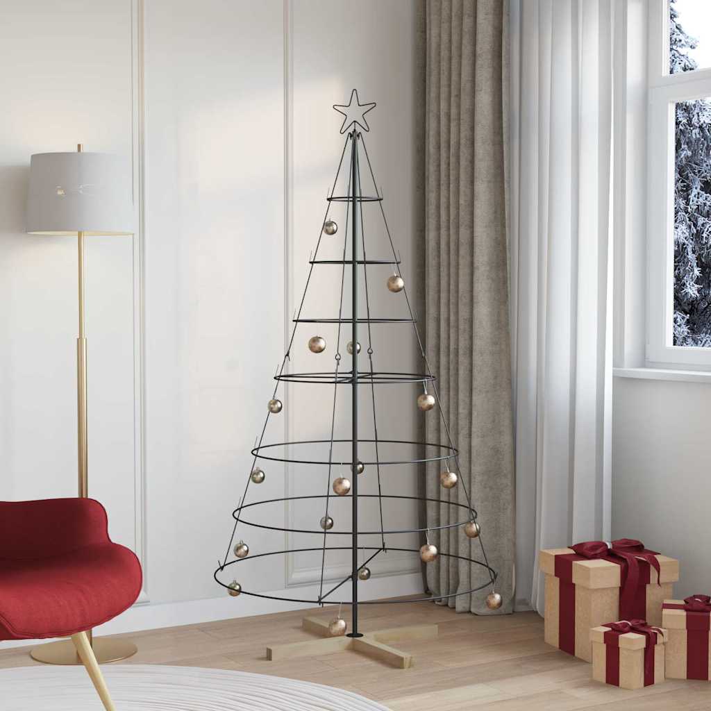 Vidaxl-Weihnachtskegelbaum mit standardmäßigem schwarzem 180,5-cm-Stahl