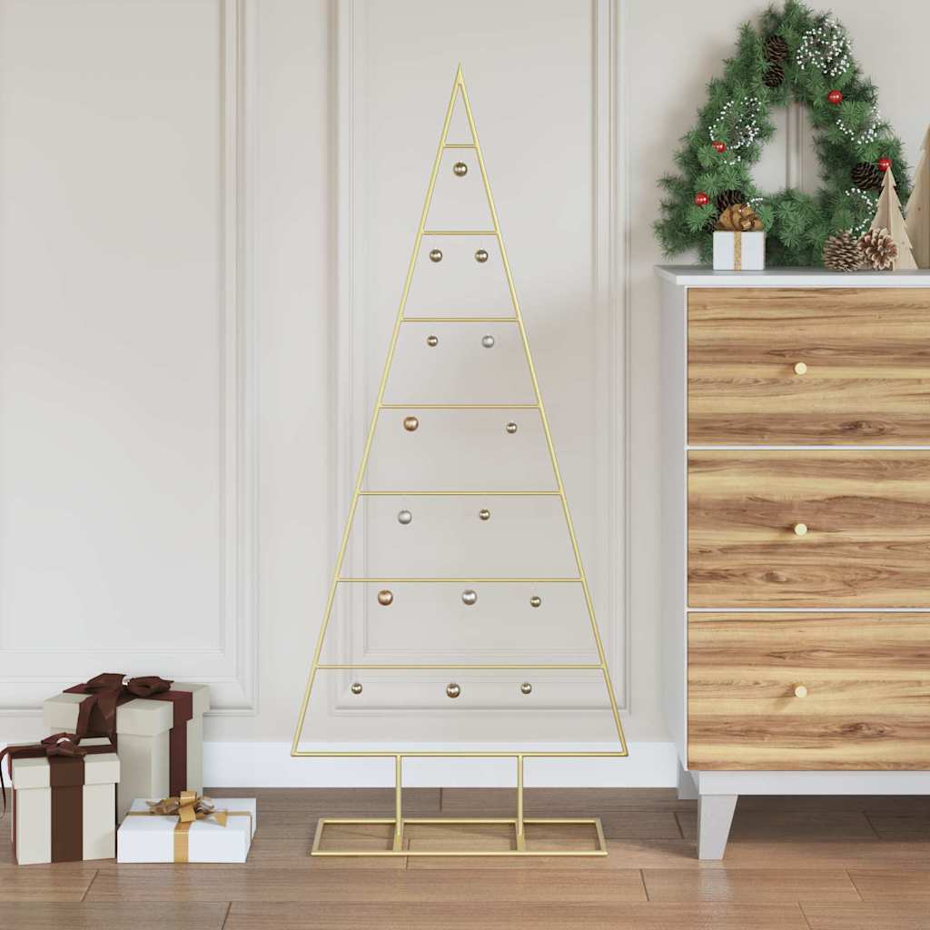 VidaXL Metall-Weihnachtsbaum mit standardmäßigem goldfarbenem 125 cm pulverbeschichtetem Stahl