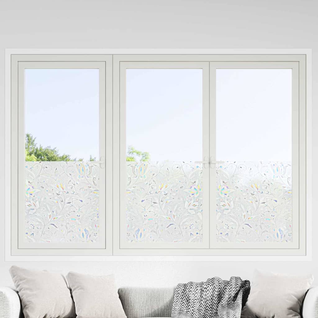 Vidaxx statistische Fensterfolie Blumenmuster 90 x 500 cm PVC