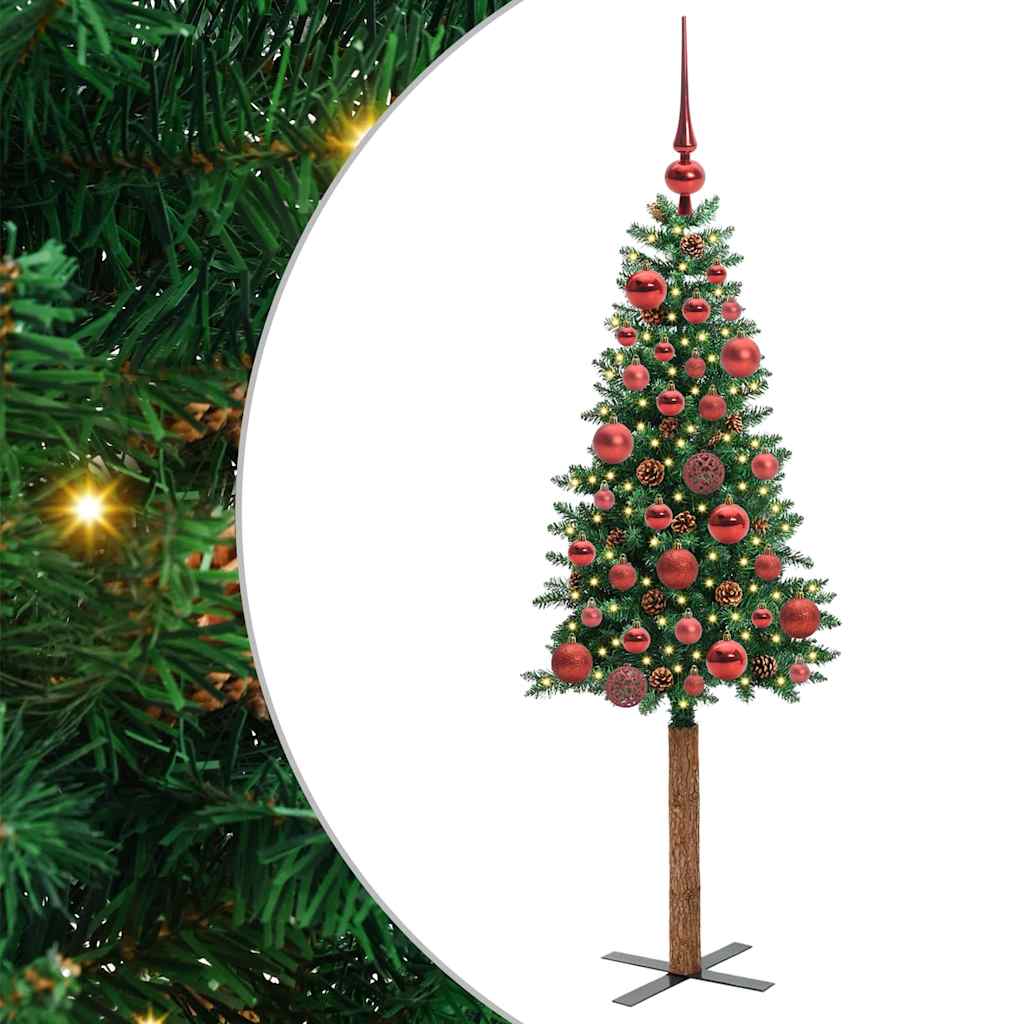 Vidaxx schlanker Weihnachtsbaum grün 150 cm aus PVC und massivem Kiefernholz