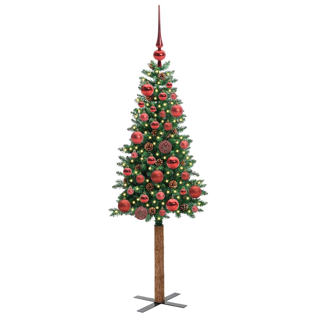 Vidaxx schlanker Weihnachtsbaum grün 150 cm aus PVC und massivem Kiefernholz