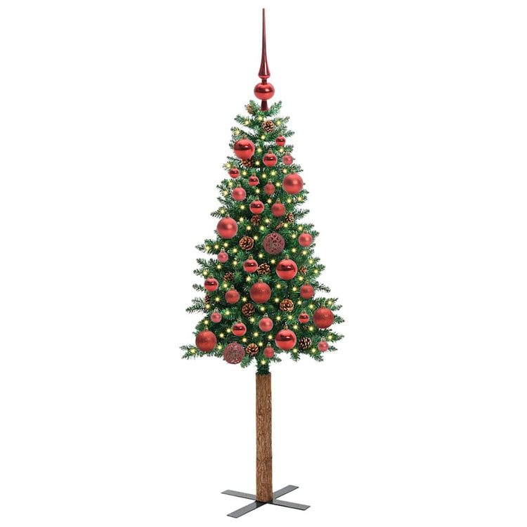 Vidaxx schlanker Weihnachtsbaum grün 150 cm aus PVC und massivem Kiefernholz