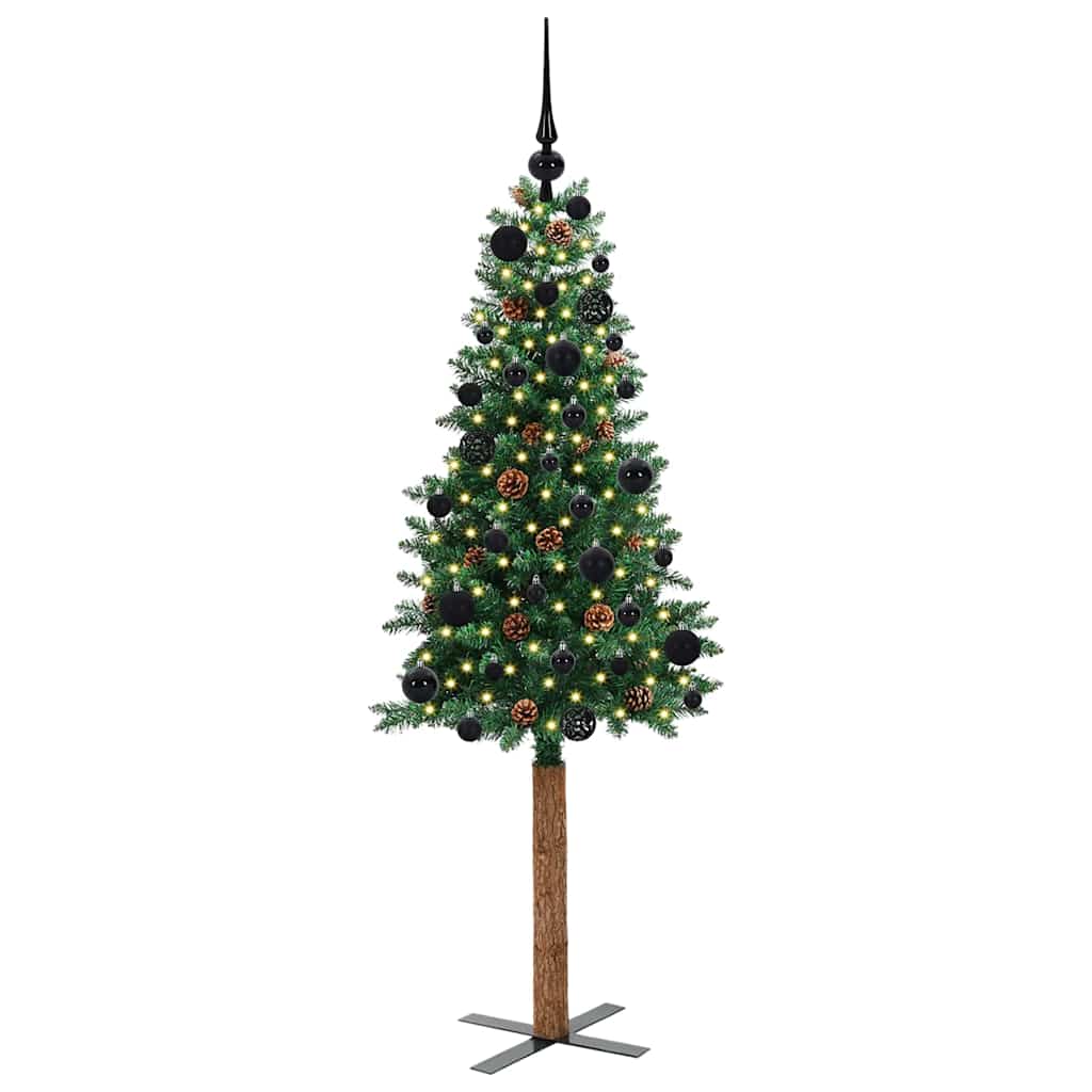 Vidaxx schlanker Weihnachtsbaum grün 150 cm aus PVC und massivem Kiefernholz