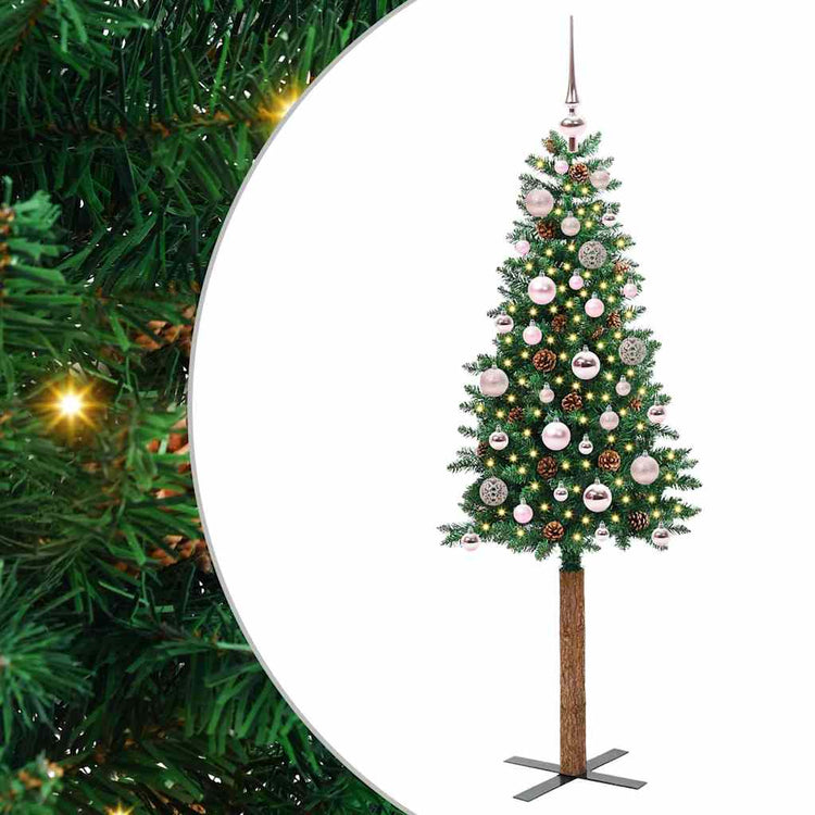 Vidaxx schlanker Weihnachtsbaum grün 150 cm aus PVC und massivem Kiefernholz