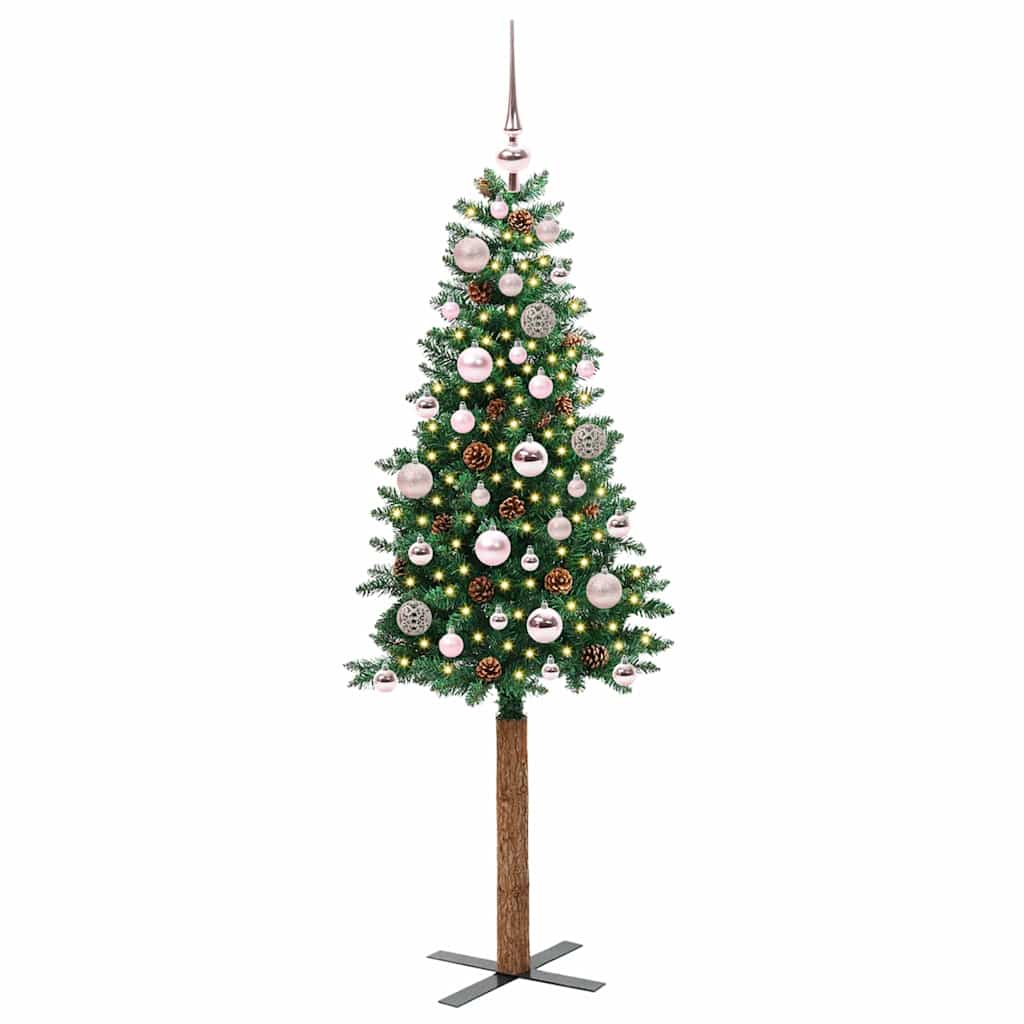 Vidaxx schlanker Weihnachtsbaum grün 150 cm aus PVC und massivem Kiefernholz
