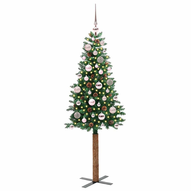 Vidaxx schlanker Weihnachtsbaum grün 150 cm aus PVC und massivem Kiefernholz
