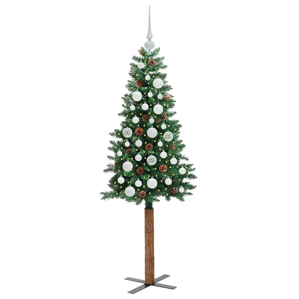Vidaxx schlanker Weihnachtsbaum grün 150 cm aus PVC und massivem Kiefernholz