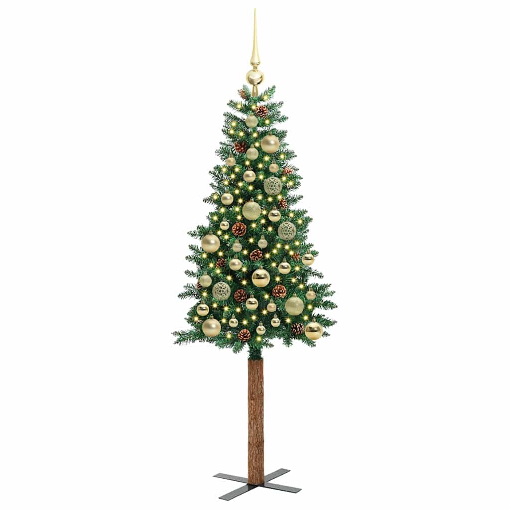 Vidaxx schlanker Weihnachtsbaum grün 150 cm aus PVC und massivem Kiefernholz