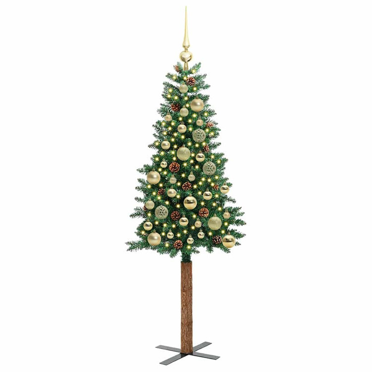 Vidaxx schlanker Weihnachtsbaum grün 150 cm aus PVC und massivem Kiefernholz