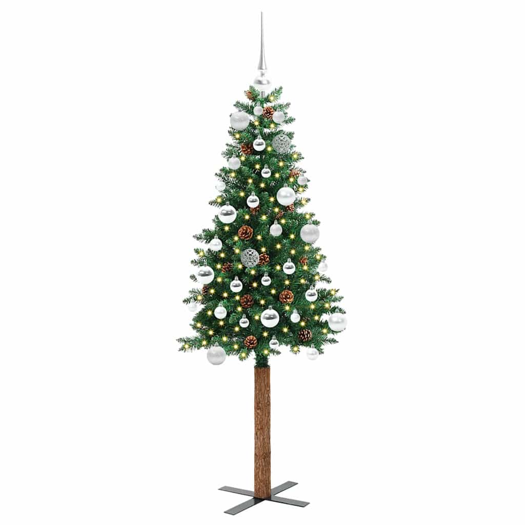 Vidaxx schlanker Weihnachtsbaum grün 150 cm aus PVC und massivem Kiefernholz