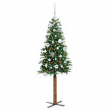 Vidaxx schlanker Weihnachtsbaum grün 150 cm aus PVC und massivem Kiefernholz - afbeelding 3