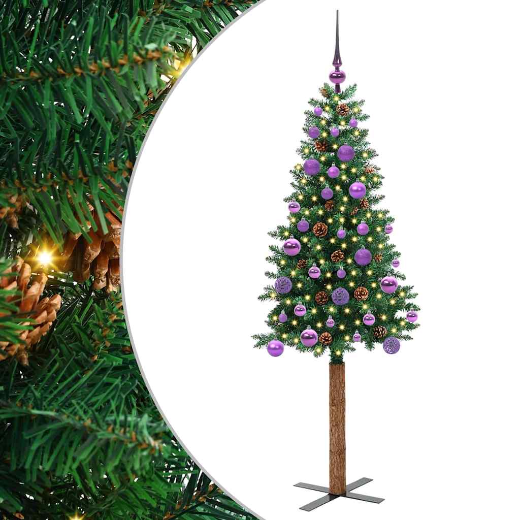 Vidaxx schlanker Weihnachtsbaum grün 150 cm aus PVC und massivem Kiefernholz