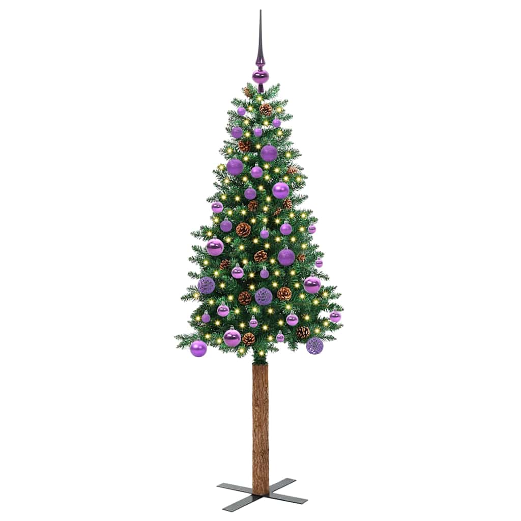 Vidaxx schlanker Weihnachtsbaum grün 150 cm aus PVC und massivem Kiefernholz