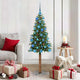 Vidaxx schlanker Weihnachtsbaum grün 150 cm aus PVC und massivem Kiefernholz