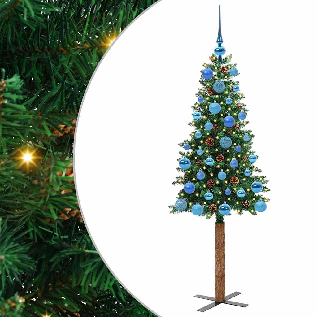 Vidaxx schlanker Weihnachtsbaum grün 150 cm aus PVC und massivem Kiefernholz