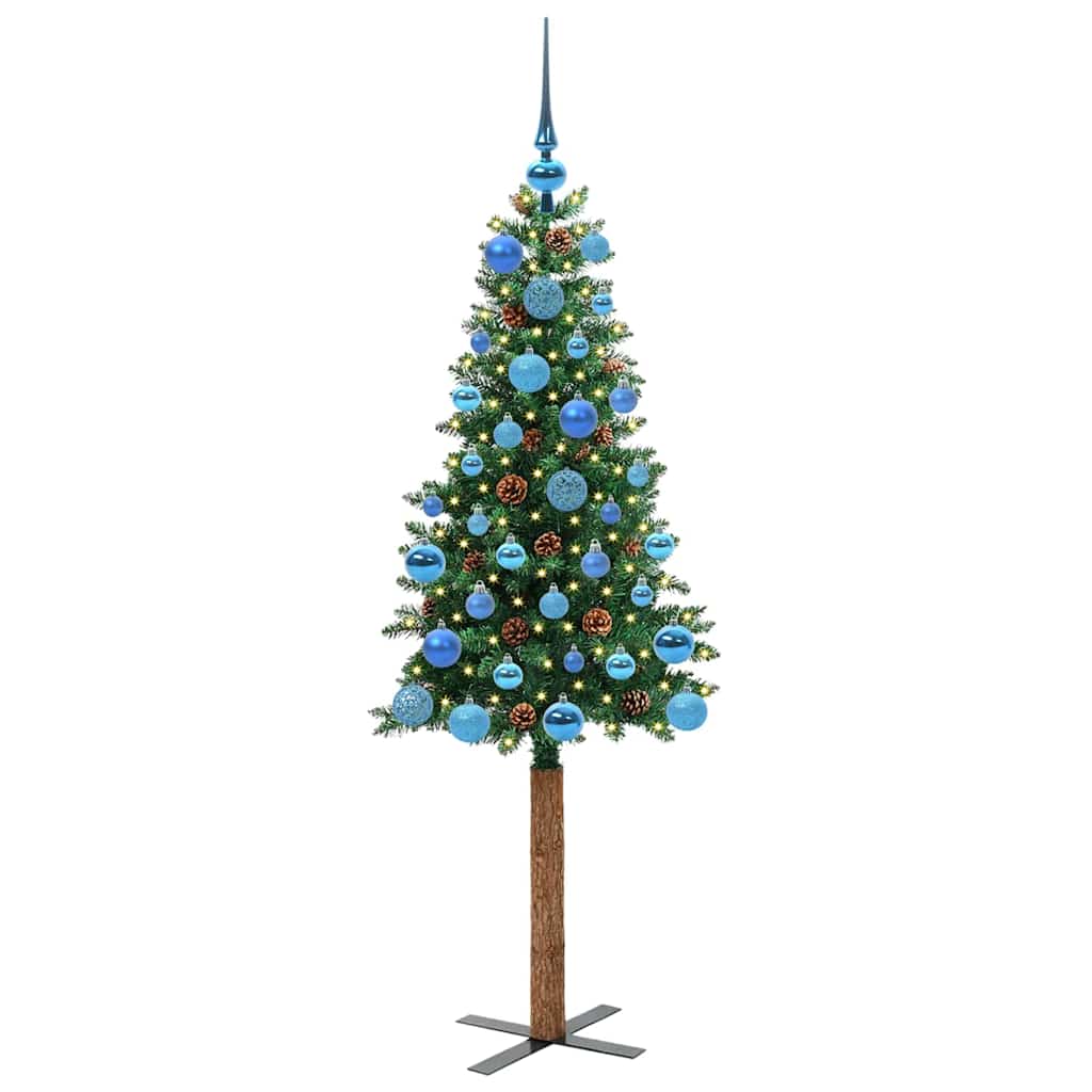 Vidaxx schlanker Weihnachtsbaum grün 150 cm aus PVC und massivem Kiefernholz
