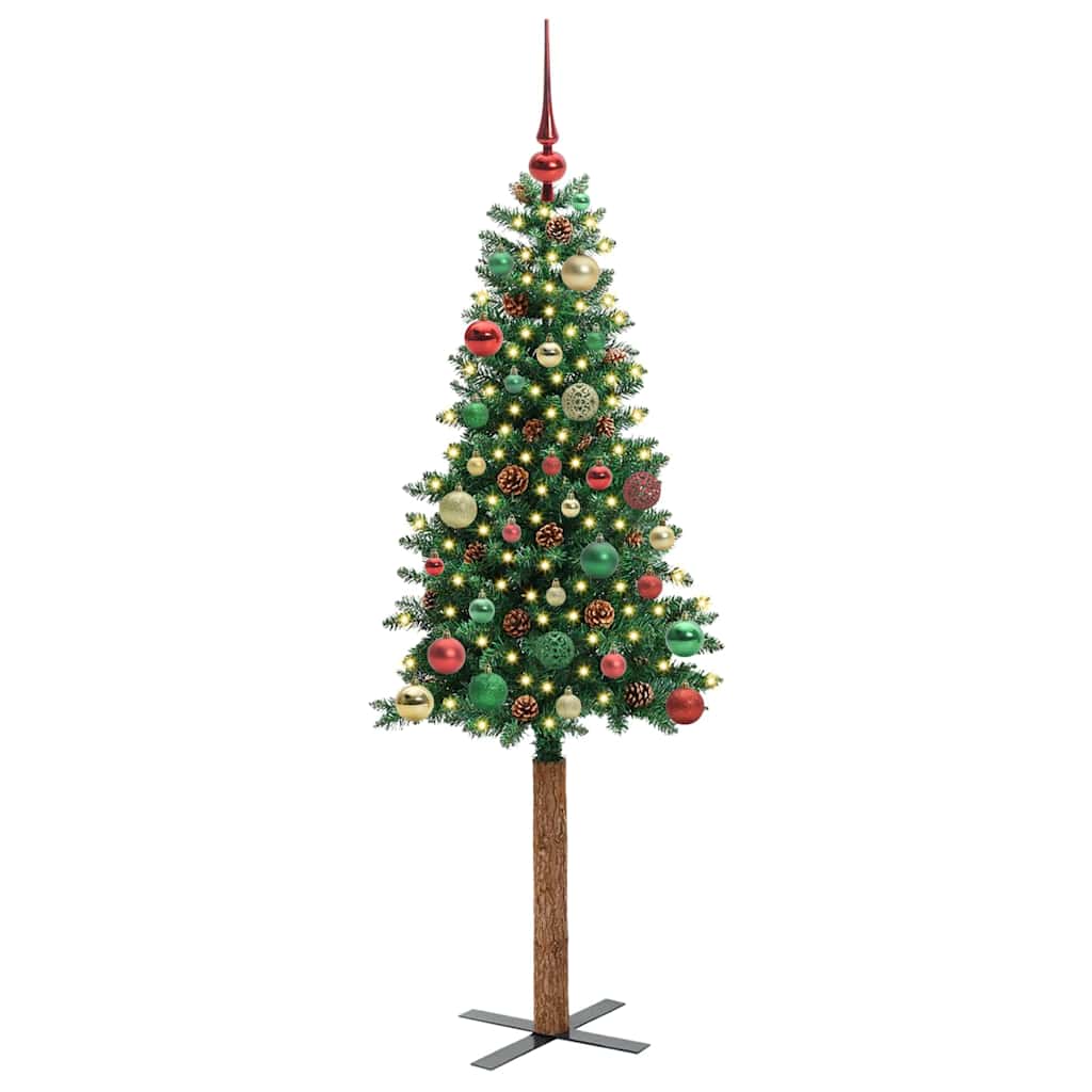 Vidaxx schlanker Weihnachtsbaum grün 150 cm aus PVC und massivem Kiefernholz