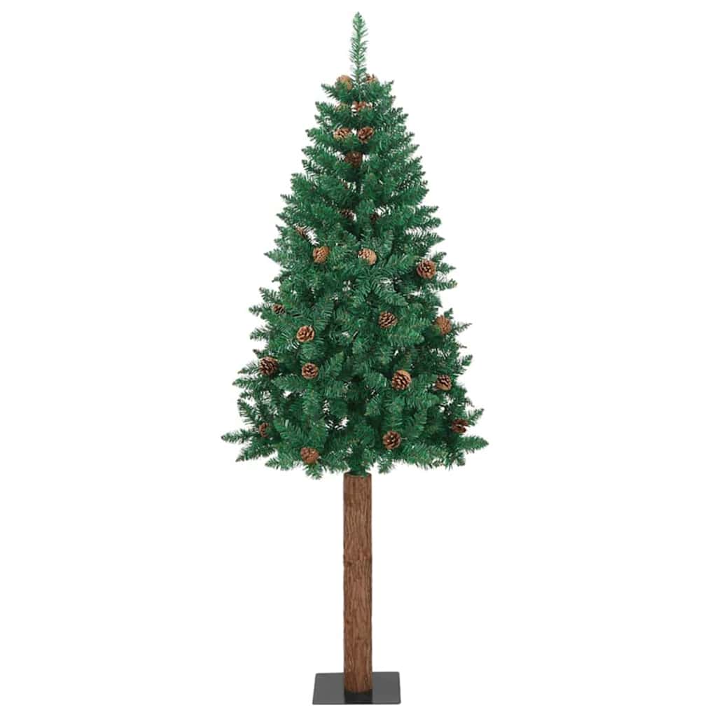 Vidaxx schlanker Weihnachtsbaum grün 180 cm aus PVC und massivem Kiefernholz
