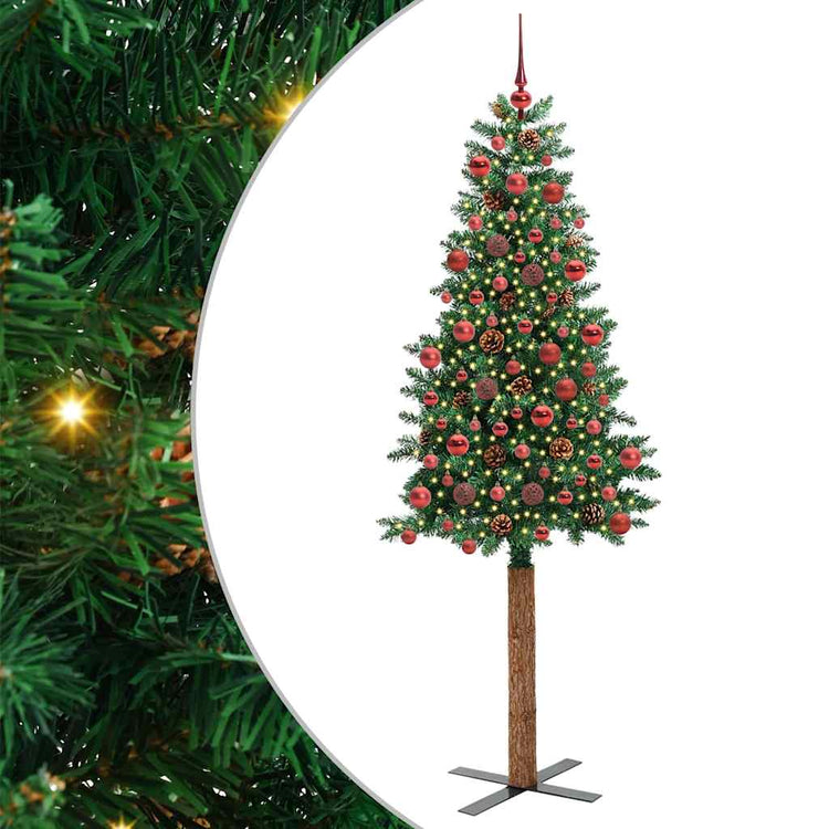 Vidaxx schlanker Weihnachtsbaum grün 180 cm aus PVC und massivem Kiefernholz