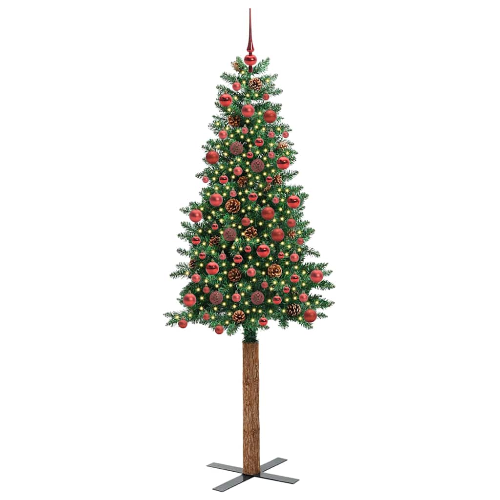 Vidaxx schlanker Weihnachtsbaum grün 180 cm aus PVC und massivem Kiefernholz