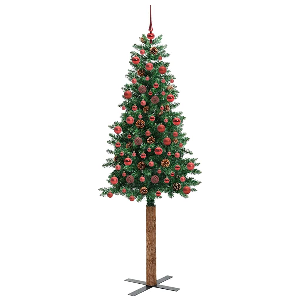 Vidaxx schlanker Weihnachtsbaum grün 180 cm aus PVC und massivem Kiefernholz