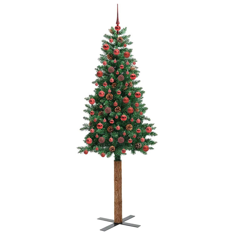 Vidaxx schlanker Weihnachtsbaum grün 180 cm aus PVC und massivem Kiefernholz