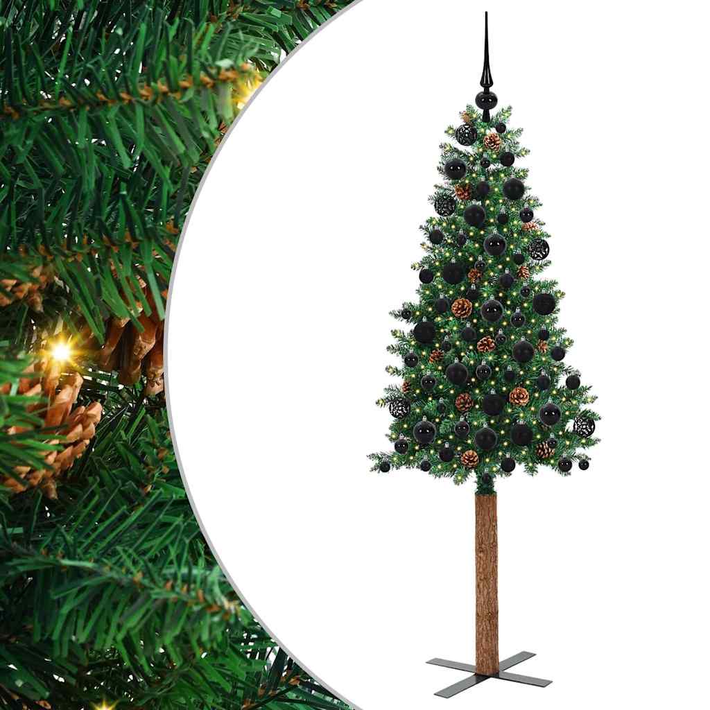 Vidaxx schlanker Weihnachtsbaum grün 180 cm aus PVC und massivem Kiefernholz