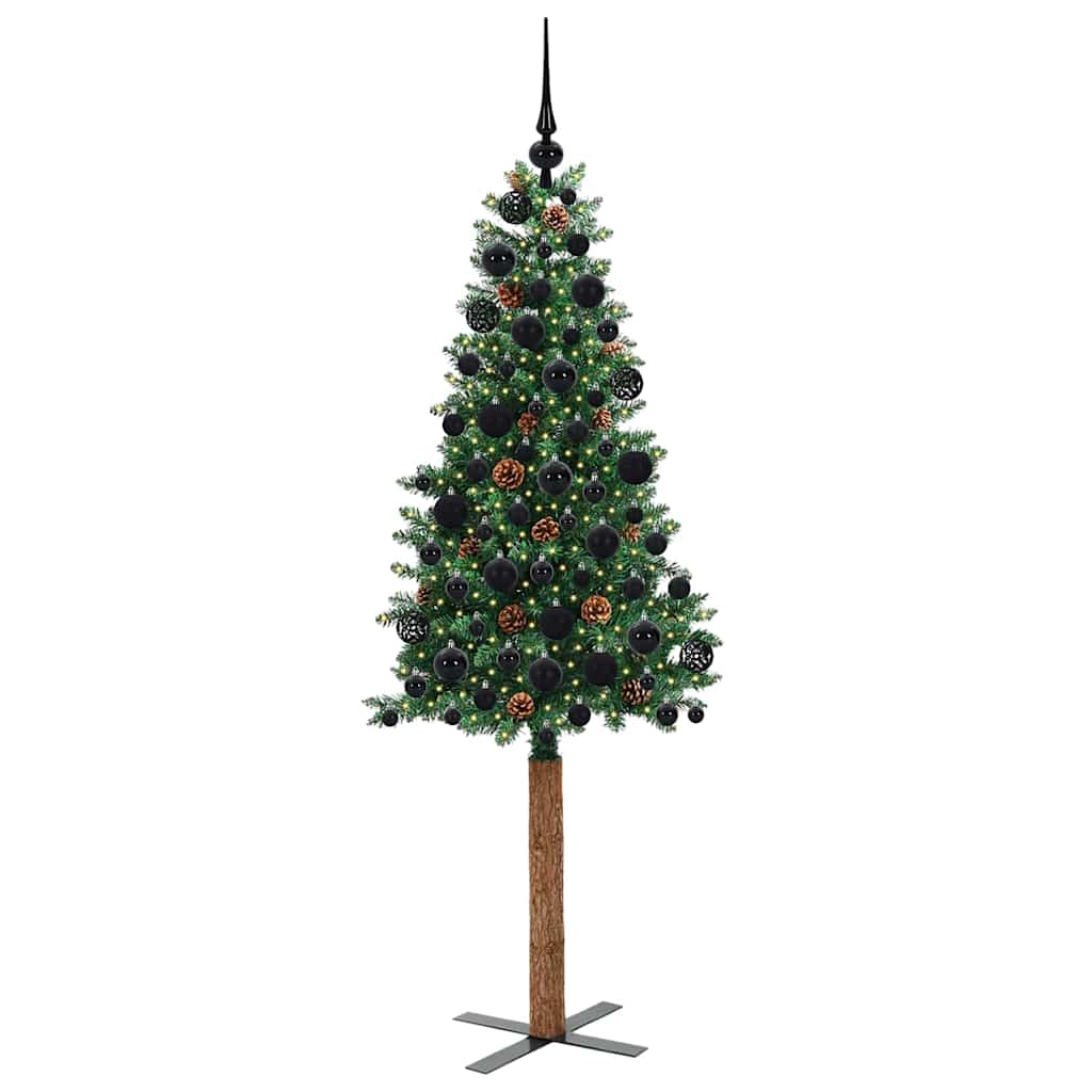 Vidaxx schlanker Weihnachtsbaum grün 180 cm aus PVC und massivem Kiefernholz