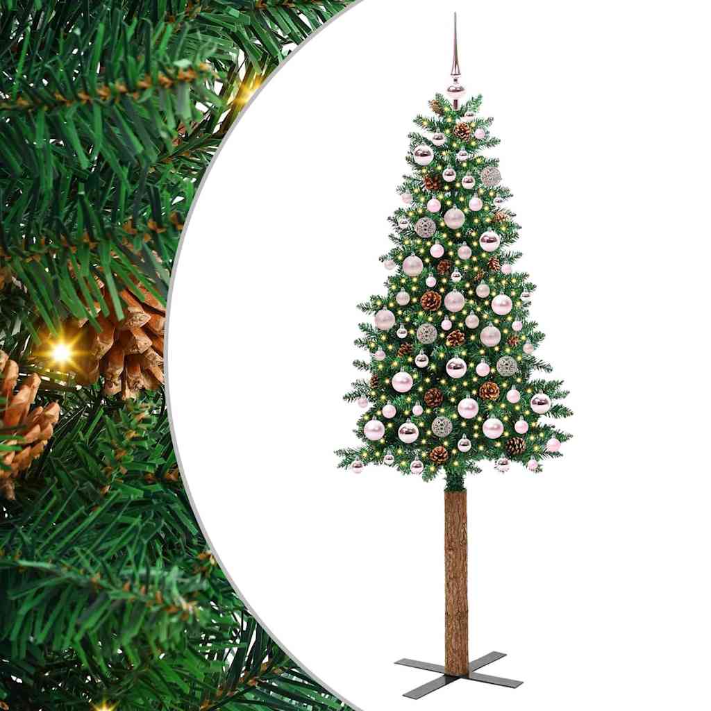 Vidaxx schlanker Weihnachtsbaum grün 180 cm aus PVC und massivem Kiefernholz
