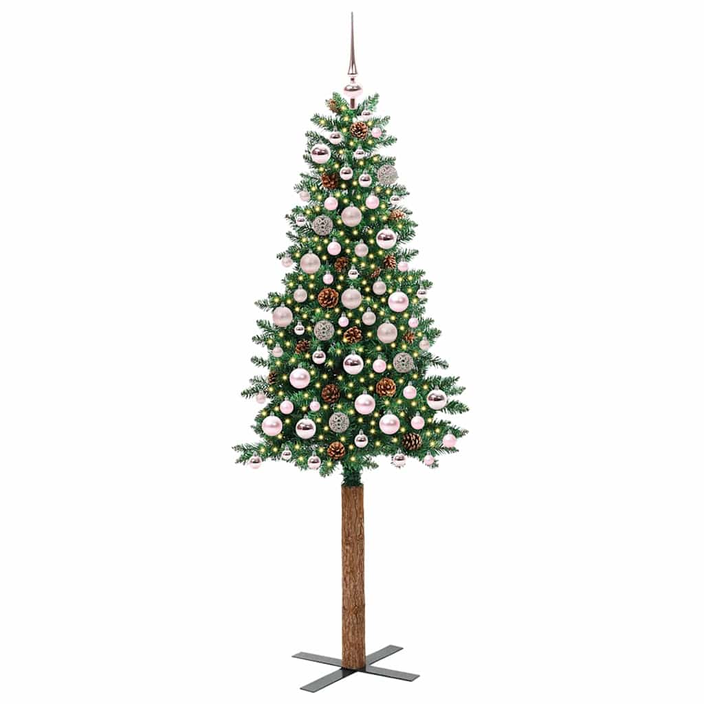 Vidaxx schlanker Weihnachtsbaum grün 180 cm aus PVC und massivem Kiefernholz