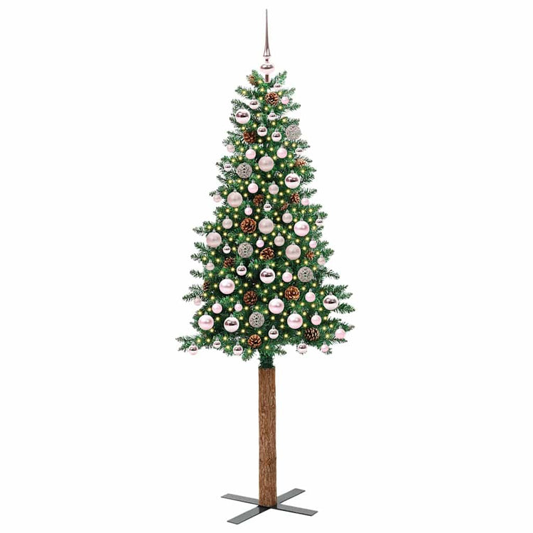 Vidaxx schlanker Weihnachtsbaum grün 180 cm aus PVC und massivem Kiefernholz