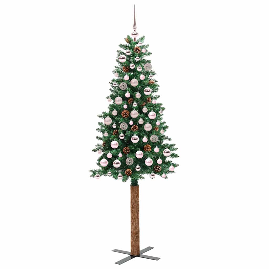 Vidaxx schlanker Weihnachtsbaum grün 180 cm aus PVC und massivem Kiefernholz