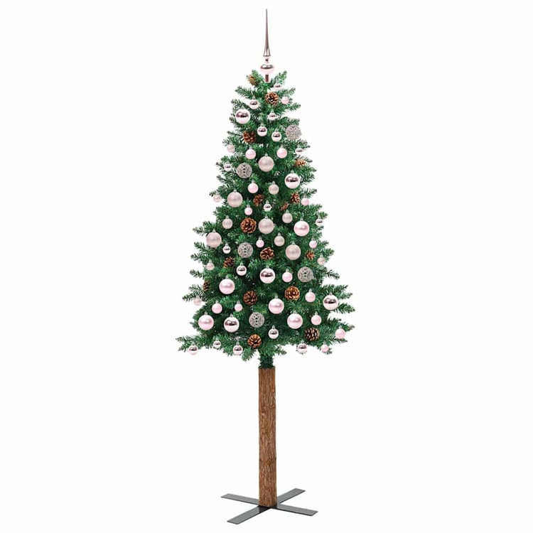 Vidaxx schlanker Weihnachtsbaum grün 180 cm aus PVC und massivem Kiefernholz