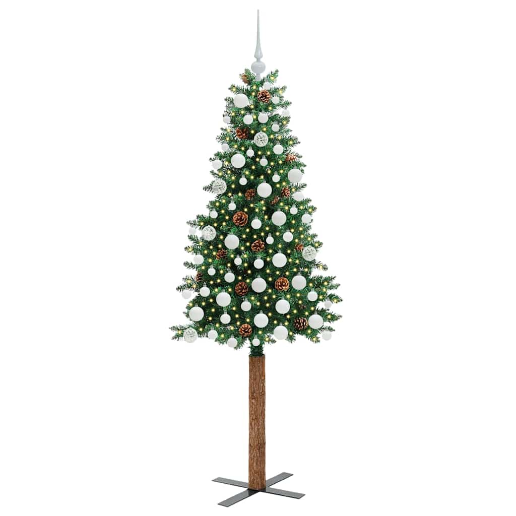 Vidaxx schlanker Weihnachtsbaum grün 180 cm aus PVC und massivem Kiefernholz