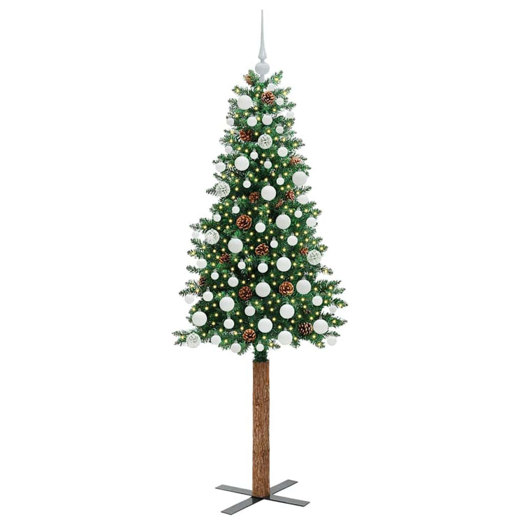 Vidaxx schlanker Weihnachtsbaum grün 180 cm aus PVC und massivem Kiefernholz