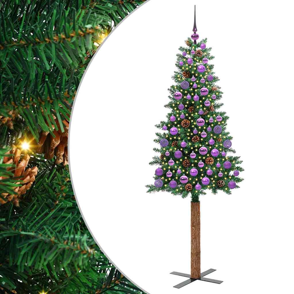 Vidaxx schlanker Weihnachtsbaum grün 180 cm aus PVC und massivem Kiefernholz