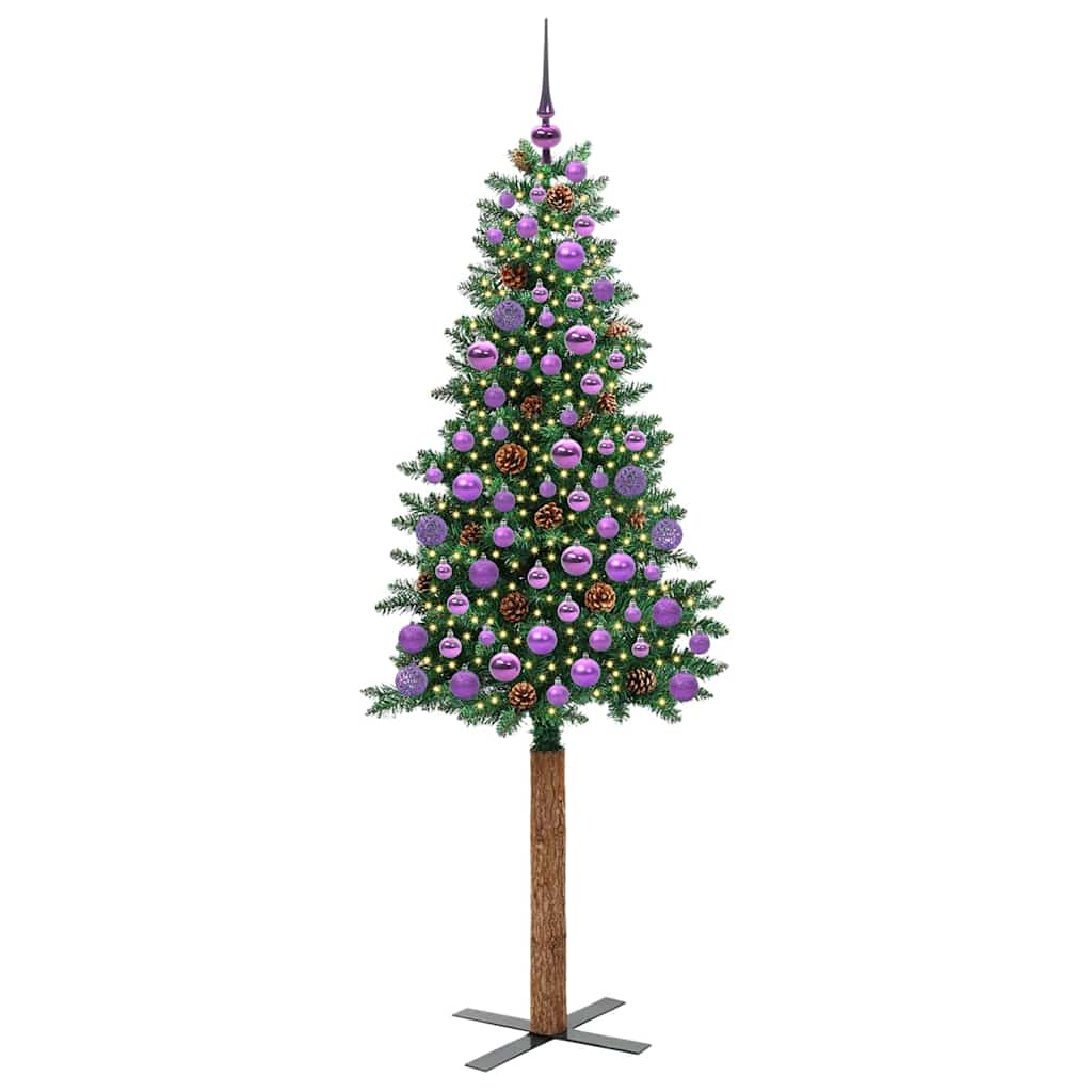 Vidaxx schlanker Weihnachtsbaum grün 180 cm aus PVC und massivem Kiefernholz