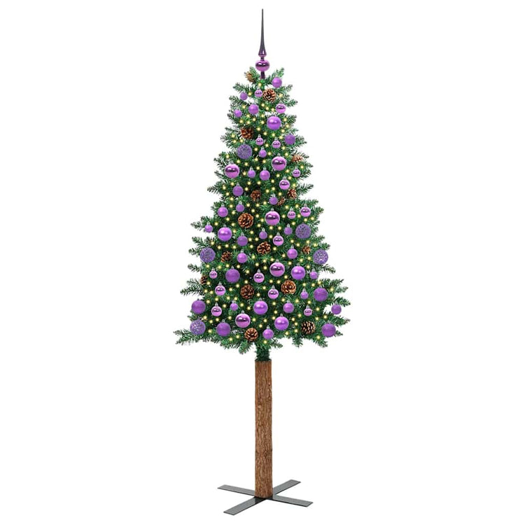 Vidaxx schlanker Weihnachtsbaum grün 180 cm aus PVC und massivem Kiefernholz