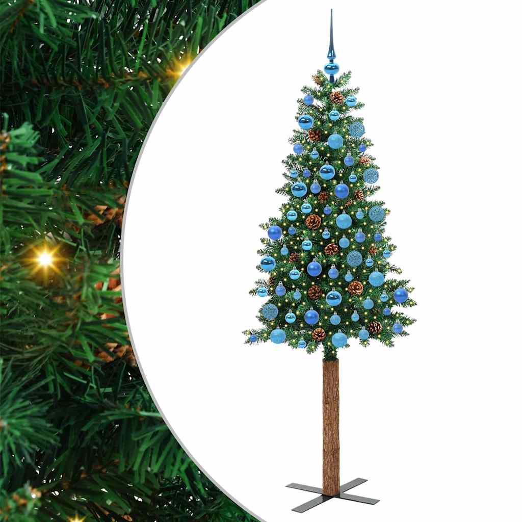Vidaxx schlanker Weihnachtsbaum grün 180 cm aus PVC und massivem Kiefernholz
