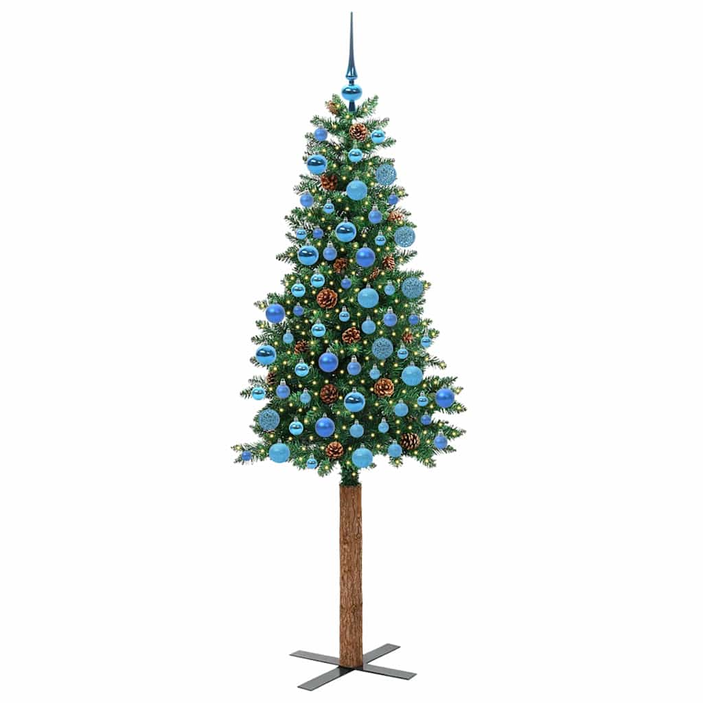 Vidaxx schlanker Weihnachtsbaum grün 180 cm aus PVC und massivem Kiefernholz