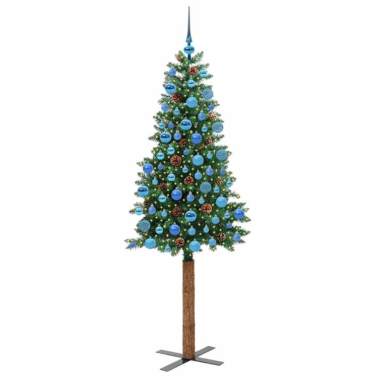Vidaxx schlanker Weihnachtsbaum grün 180 cm aus PVC und massivem Kiefernholz