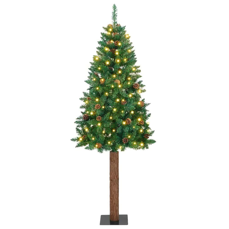 Vidaxx schlanker Weihnachtsbaum grün 210 cm PVC und massives Kiefernholz