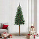 Vidaxx schlanker Weihnachtsbaum grün 210 cm PVC und massives Kiefernholz