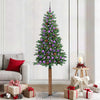 Vidaxx schlanker Weihnachtsbaum grün 210 cm PVC und massives Kiefernholz