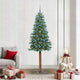 Vidaxx schlanker Weihnachtsbaum grün 210 cm PVC und massives Kiefernholz